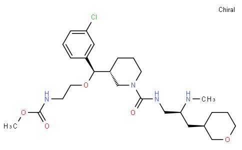 N-[2-[(R)-(3-氯苯基)[(3R)-1-[[[(2S)-2-(甲基氨基)-3-[(3R)-四氫-2H-吡喃-3-基]丙基]氨基]羰基]-3-哌啶基]甲氧基]乙基]氨基甲酸甲酯