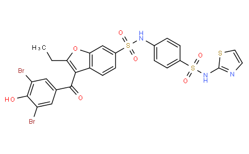 3-(3,5-dibromo-4-hydroxybenzoyl)-2-ethyl-N-[4-(1,3-thiazol-2-ylsulfamoyl)phenyl]-1-benzofuran-6-sulfonamide