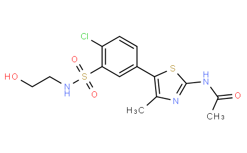 N-[5-[4-chloro-3-(2-hydroxyethylsulfamoyl)phenyl]-4-methyl-1,3-thiazol-2-yl]acetamide